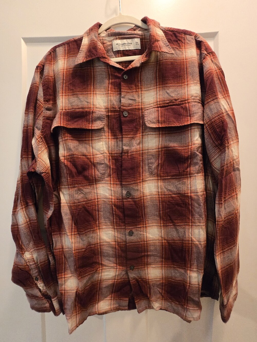 Abercrombie & Fitch XXL Soft A&F Plaid Flannel Shirt Burgundy Fall